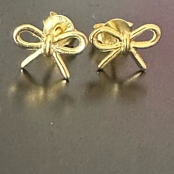 COPY - 14k Gold Dainty Bowtie Stud Earrings - Picture 8 of 8